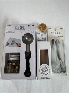 Wax Seal Kit with Spoon, Stamps & Wax Sticks - Gold and Silver